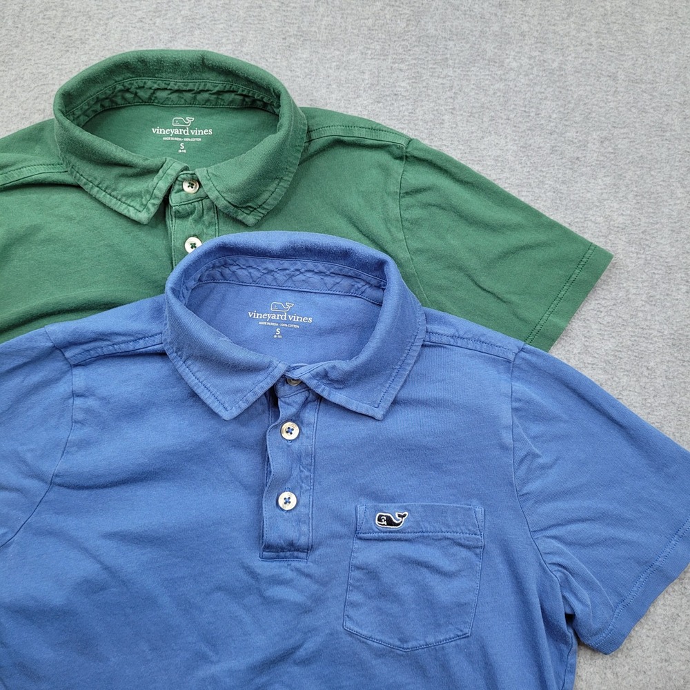 Vineyard Vines Polo Shirts Boys Small Bundle Blue Green Cotton Pocket